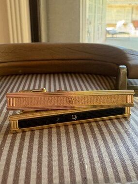 Dior Men’s Gold and Black Enamel Tie Clip Pair Set of 2